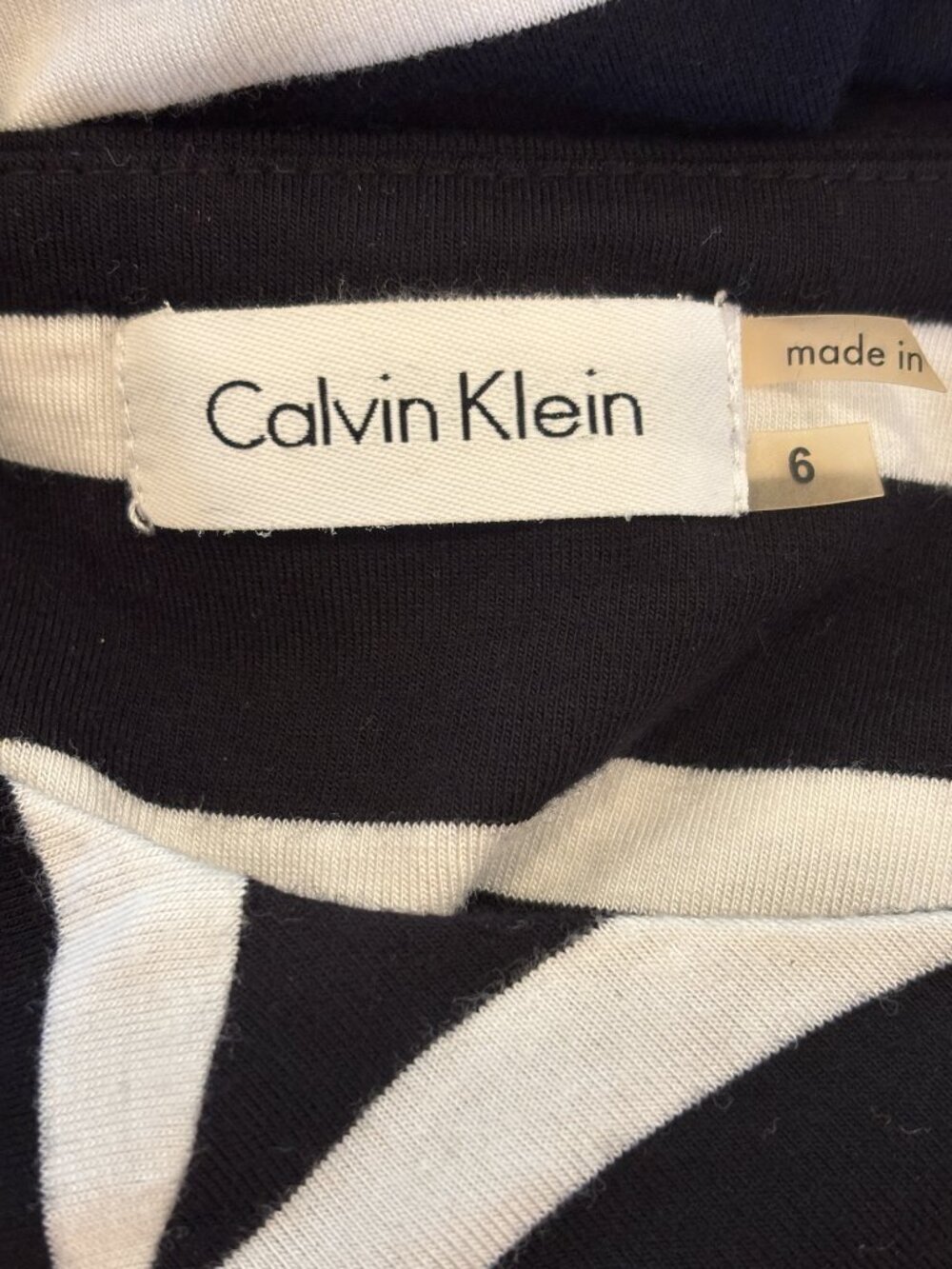 Calvin Klein Black & White Stripe Knit  Dress | Boat Neck | Size 6 | Like New - Picture 4 of 5